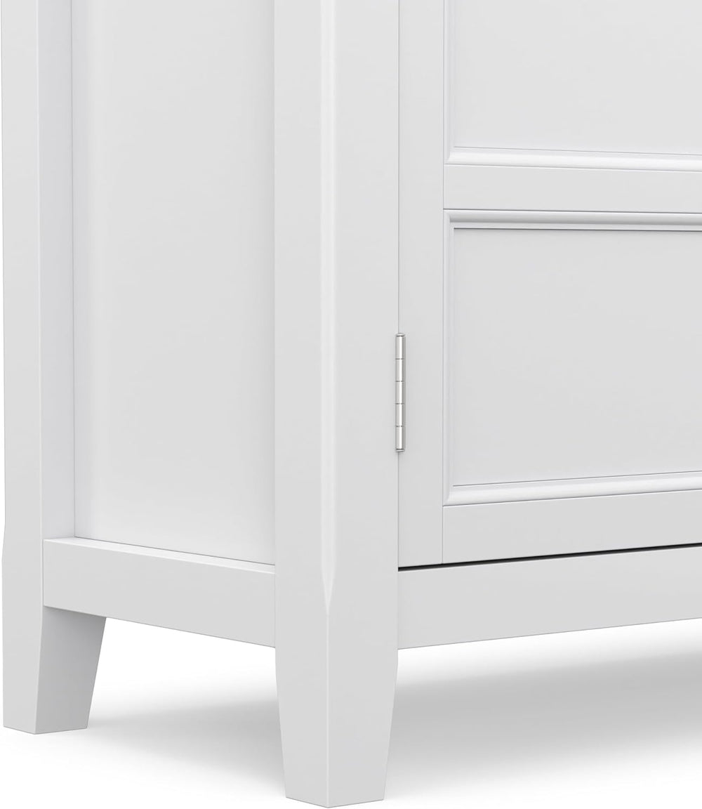 SIMPLIHOME Burlington 30" Wide Solid Wood Cabinet in White