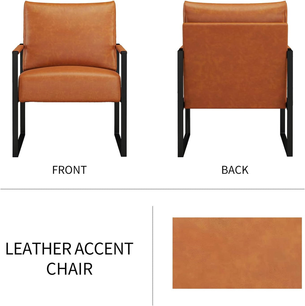 CANMOV Mid Century Modern Accent Chair, PU Leather Armchair with Metal Frame,...
