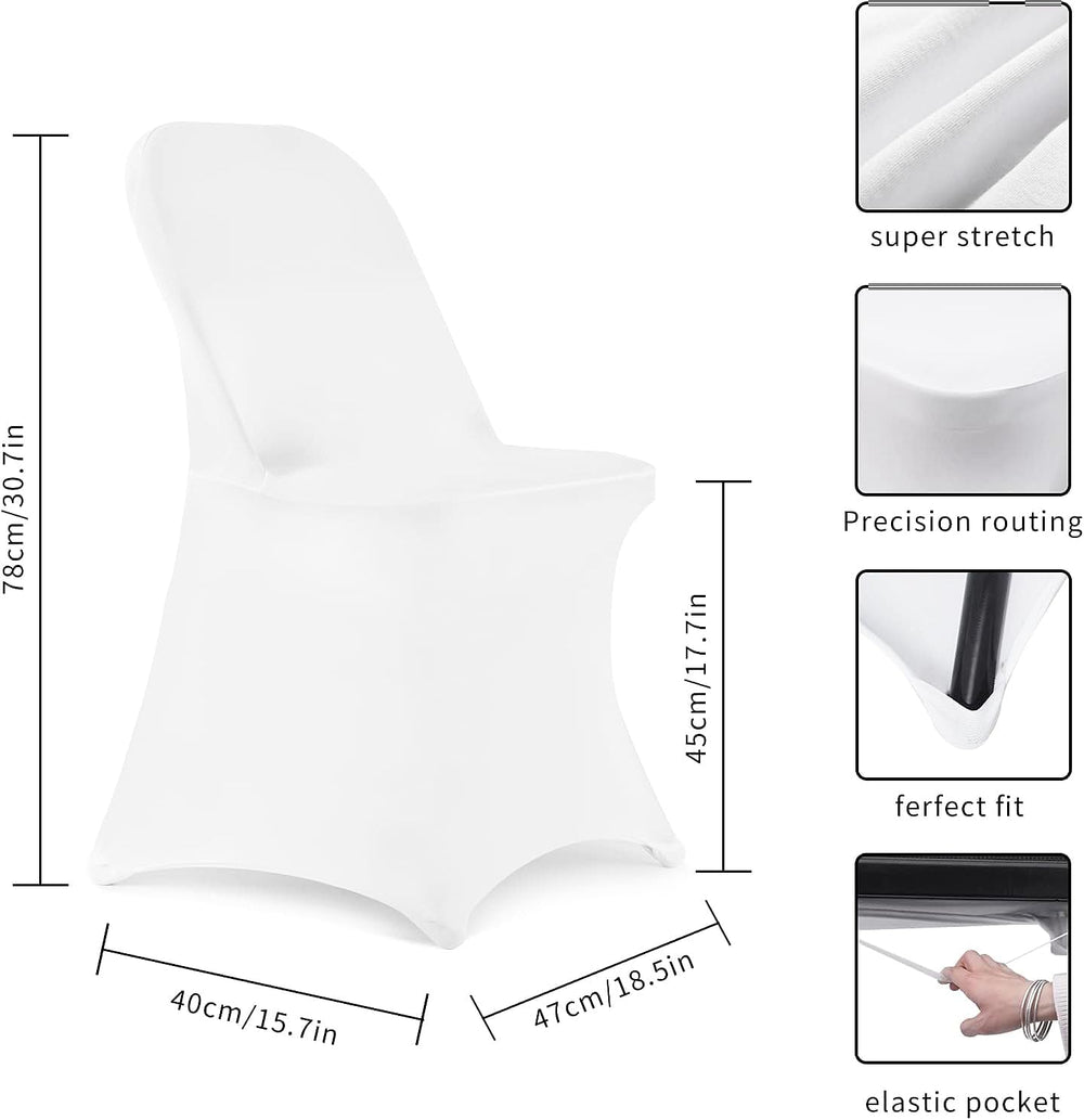HAINARverS Stretch Spandex Folding Chair Covers 30PCS White Universal