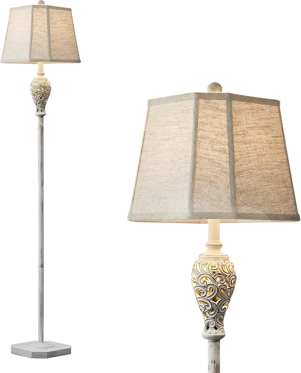 65'' Rustic Floor Lamp for Living Room with 2 Light Sources