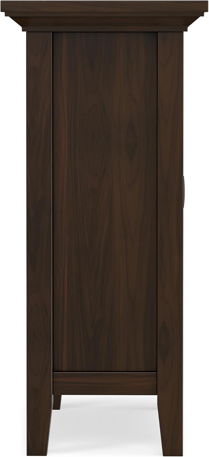 SIMPLIHOME Redmond 32" Wide Solid Wood Cabinet in Brunette Brown