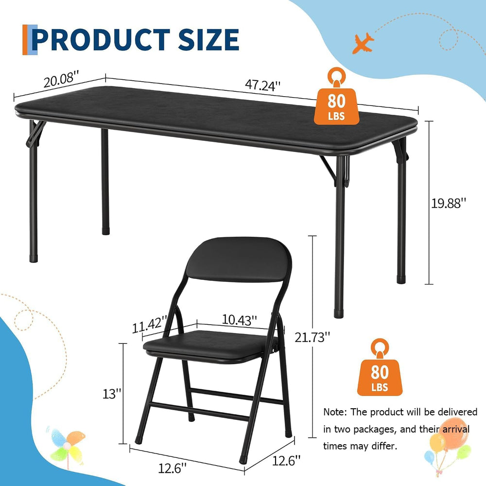Garvee 5-Piece Folding Table and Chairs for Boys and Girls