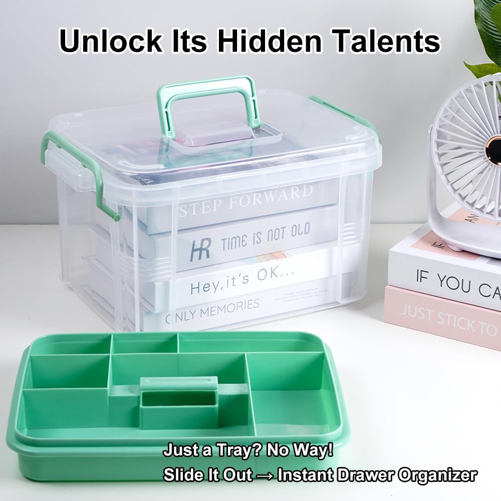 15qt Medicine Organizer - Plastic Portable Storage Box with Handle Green