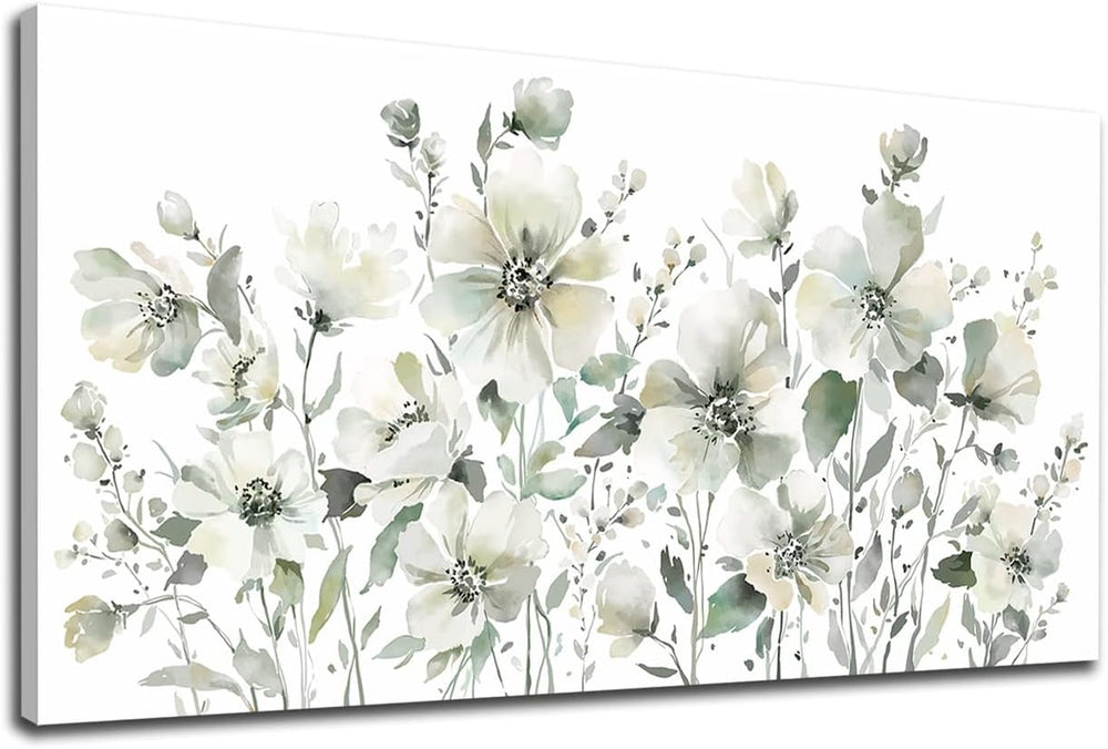 Elegant Flowers Wall Art Abstract Floral Pictures Wall Decor Modern Green Bot...