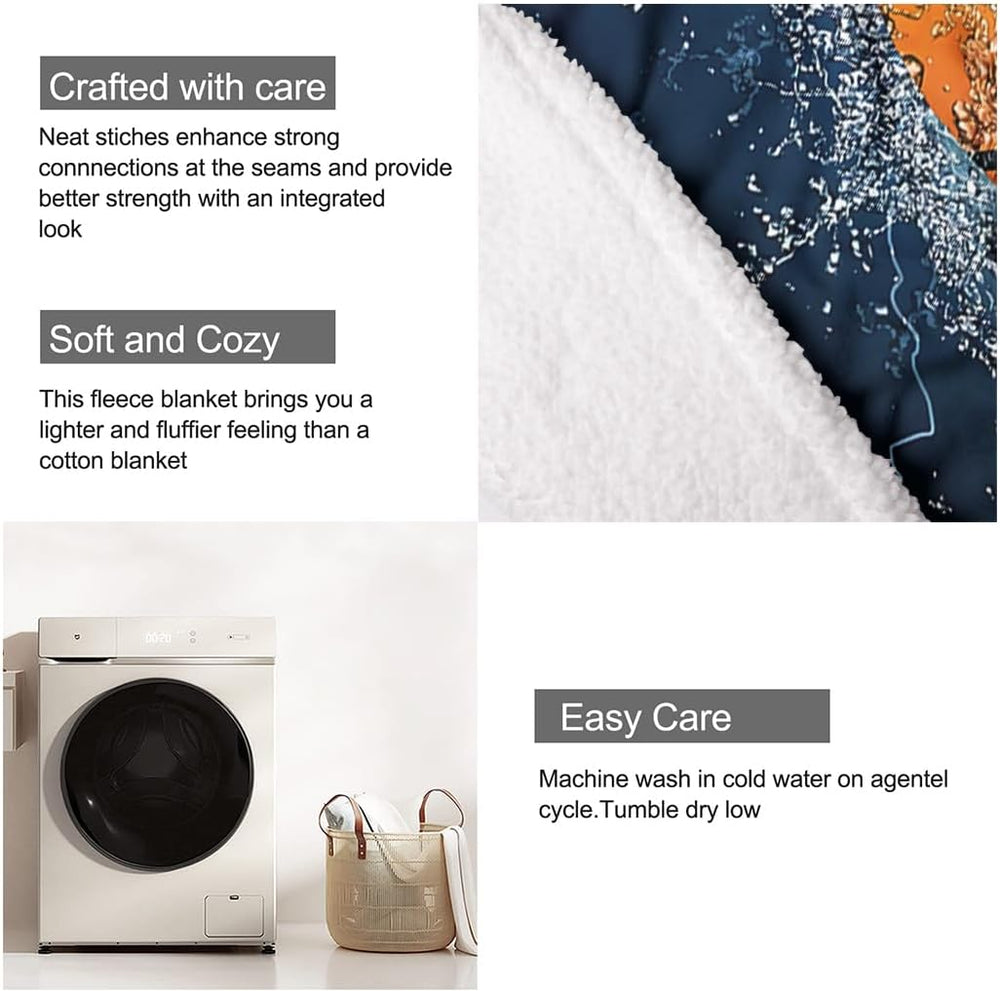 YISUEMEI Basketball Sherpa Blanket, Soft and Plush Water and Fire Collide Fle...
