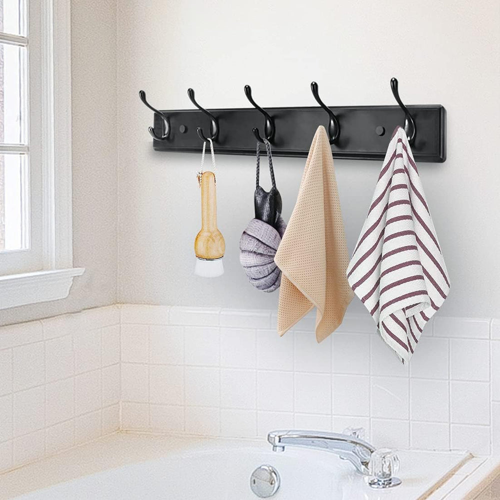 Badiano Heavy Duty Wooden Coat Rack, Wall-Mounted Organizer, 24 Inch, Black