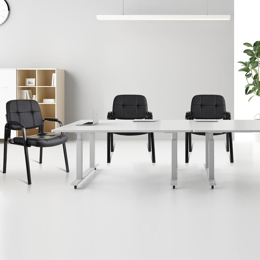 CLATINA Waiting Room Guest Chair with Bonded Leather Padded Arm Rest for Offi...