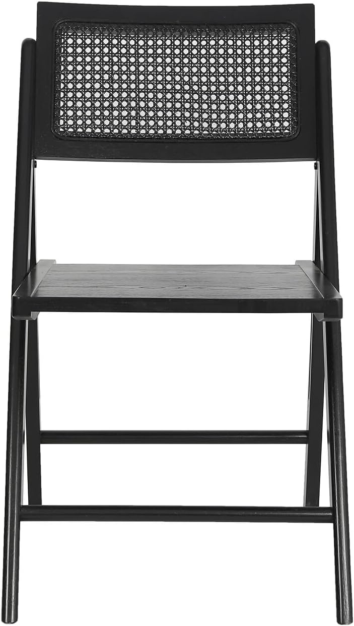 Flash Furniture Rattan Folding Chair, Natural/Black, 2-Pack