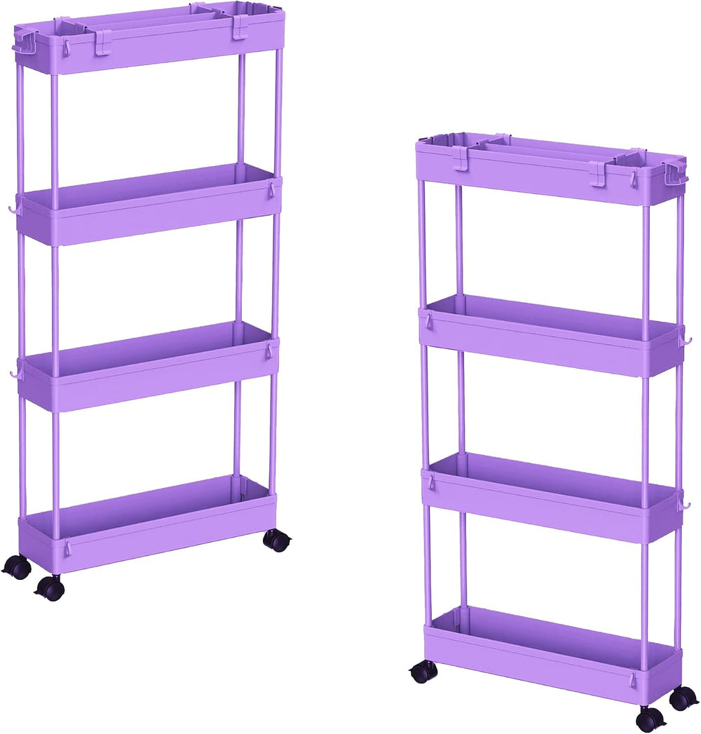 SPACELEAD 2-piece Set Slim Storage Cart 3 Tier,Bathroom Organizer Rolling Uti...