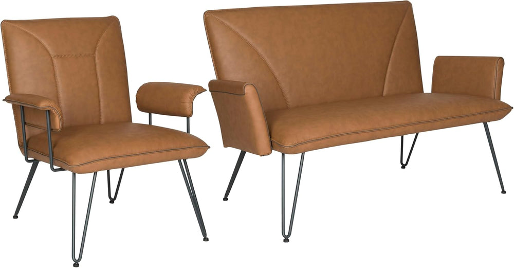 SAFAVIEH Home Collection Johannes Antique Brown Arm Chair