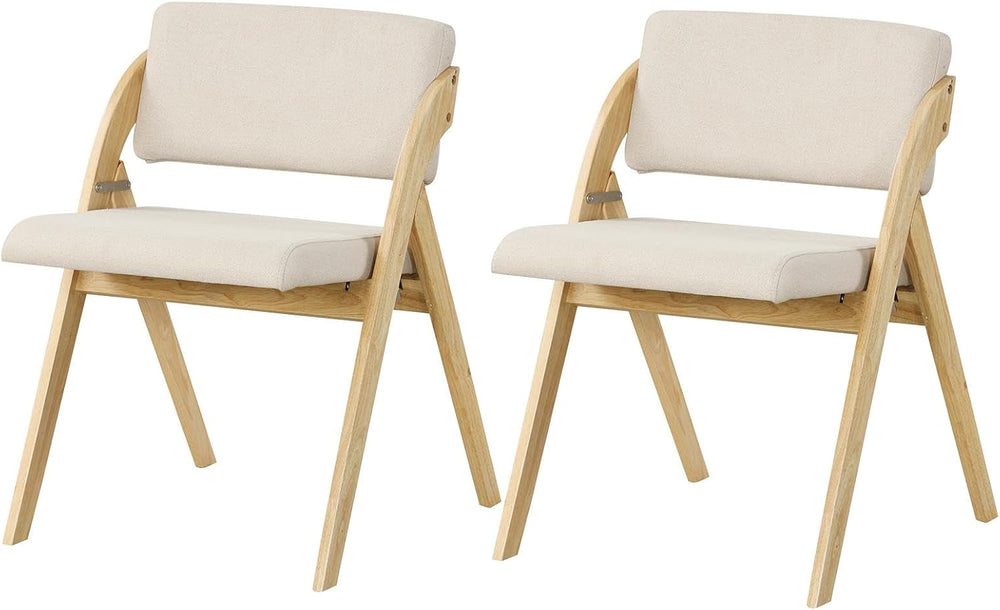 Byroce Folding Dining Chairs Set of 2, Farmhouse Upholstered Accent Chair wit...