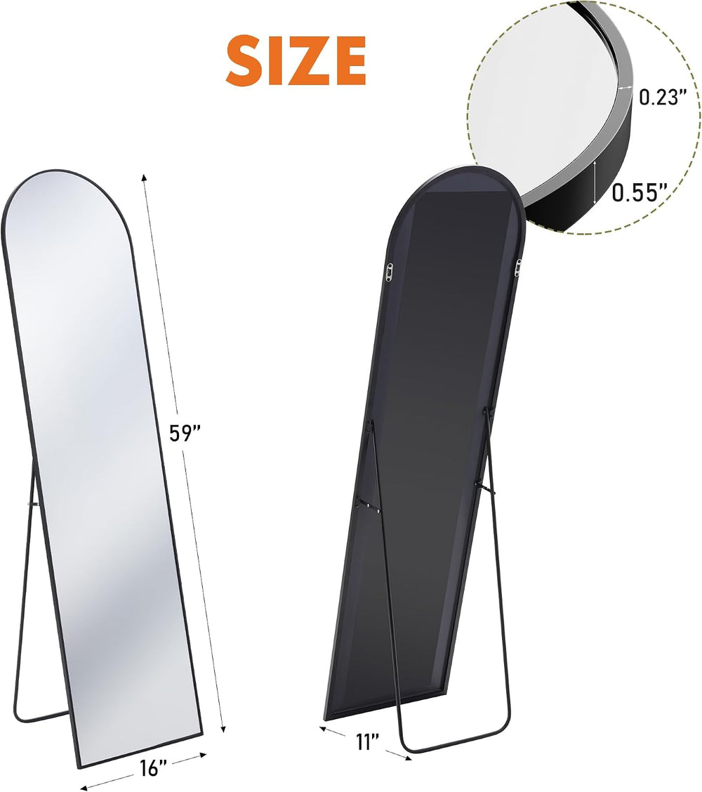 OLIXIS Arched Full Length Mirror with Stand, 60"x16" Full Body Mirror