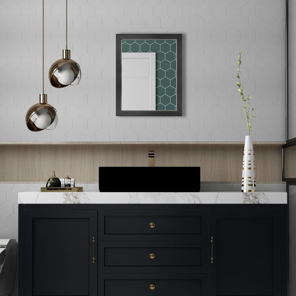 Rectangular Wall Mirror 20x16 Inch Bathroom Mirror for Over Sink, Black