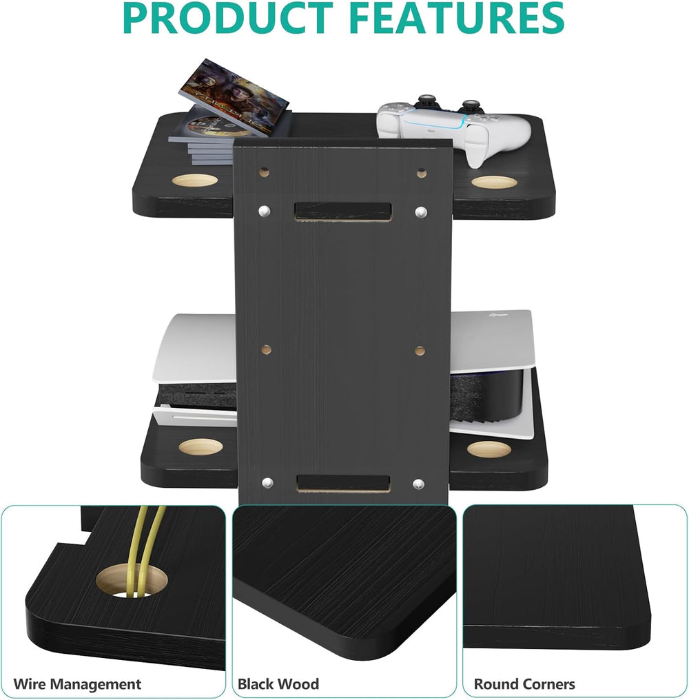 WALI 2 Tier Floating TV Wall Shelf for Projector, DVD Player
