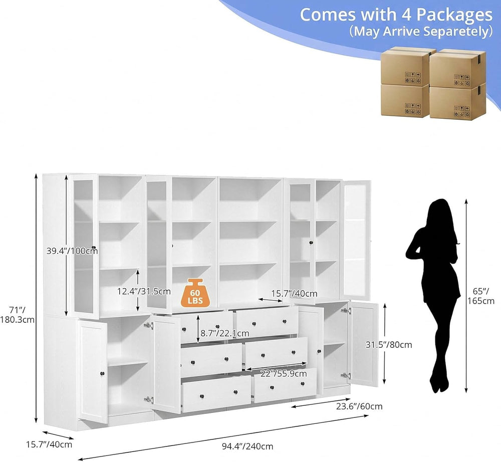 TUSY 71" H Bookcase with Storage