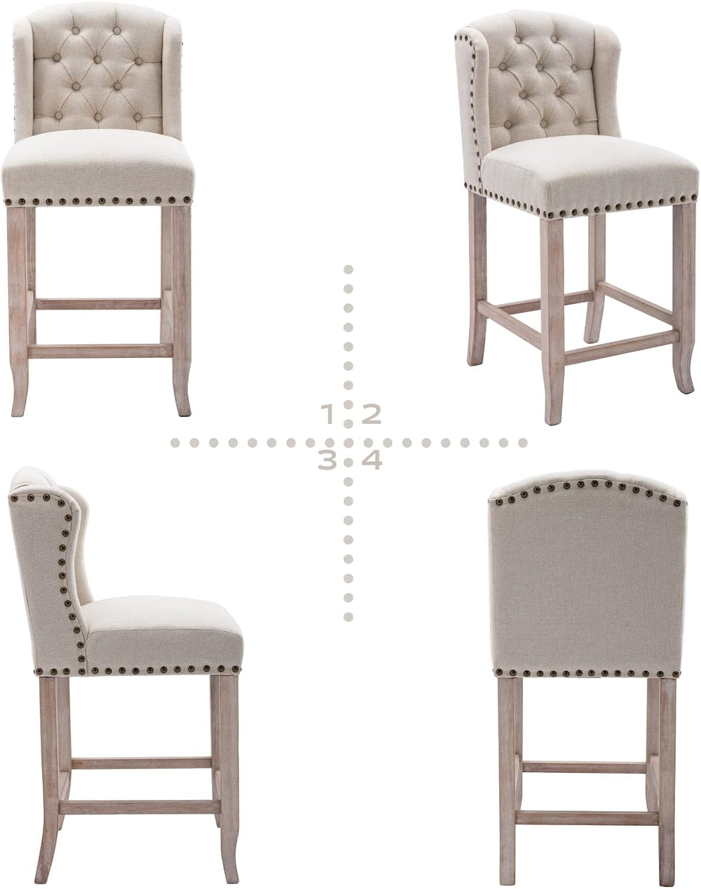 HEAH-YO Modern Counter Stools Set of 4, 26 Inches Counter Height Bar Stools w...