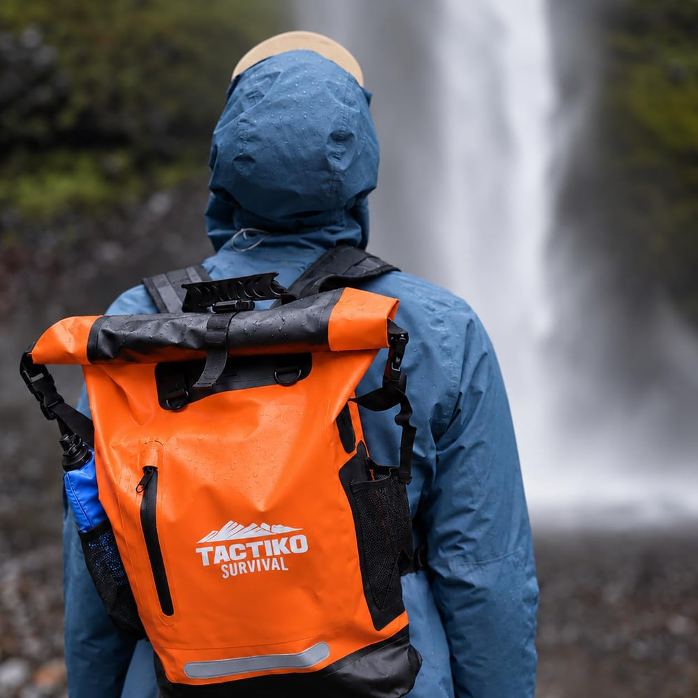 Tactiko Survival 35L Heavy-Duty 100% Waterproof Backpack, Roll Top Dry Bag