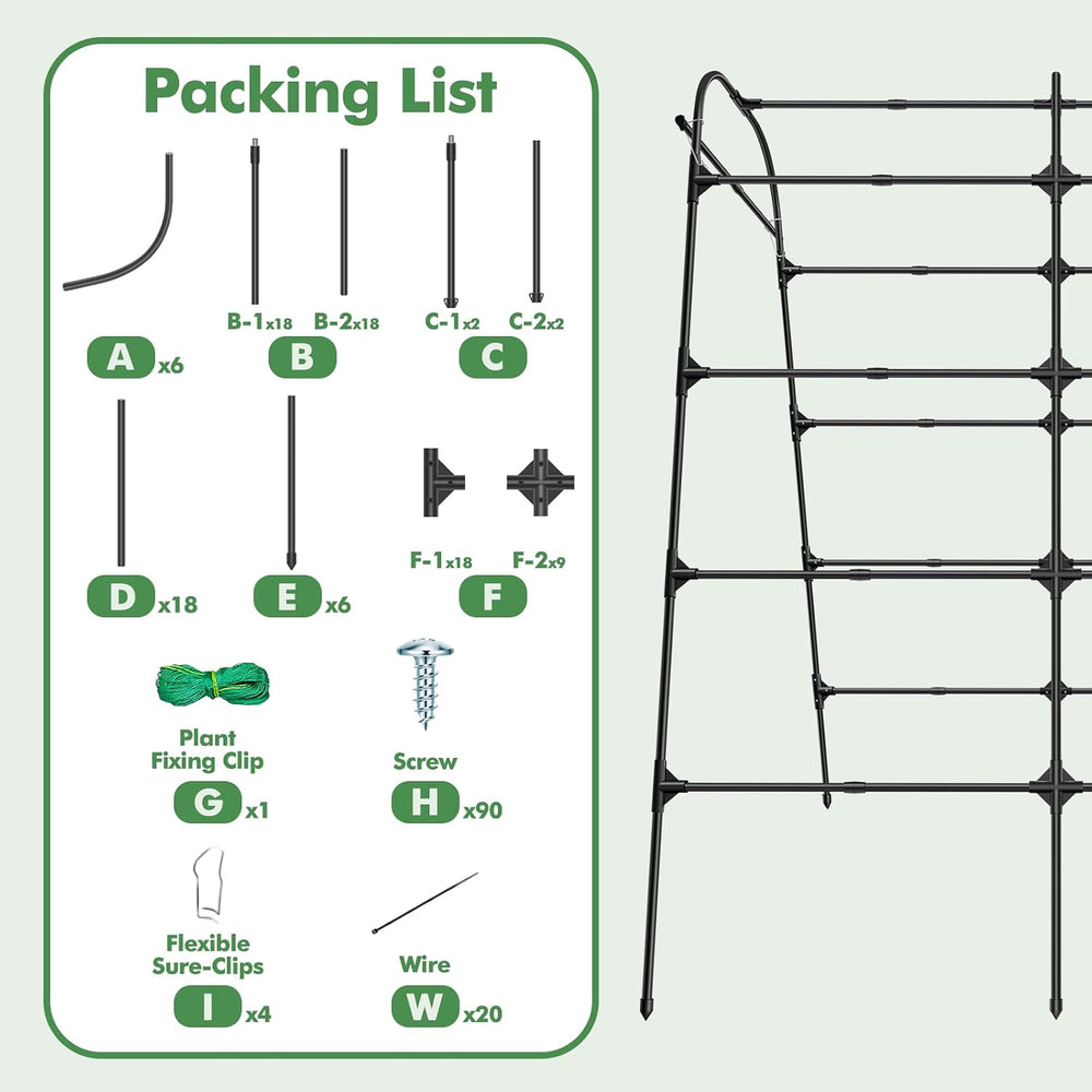 GOJAWAY 7*5.4* 5FT Arch Metal Garden Trellis,Outdoor Climbing Support Frame