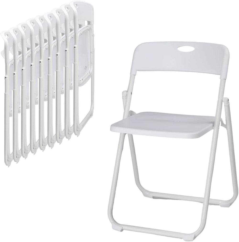 Karl home 10 PCS Plastic Folding Chair, Lightweight Foldable Chair, White