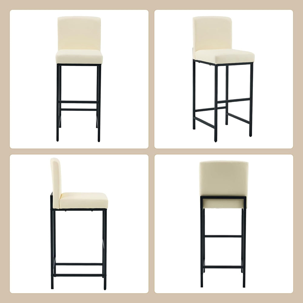 30 Inch Bar Height Bar Stools with Back Set of 2, Beige