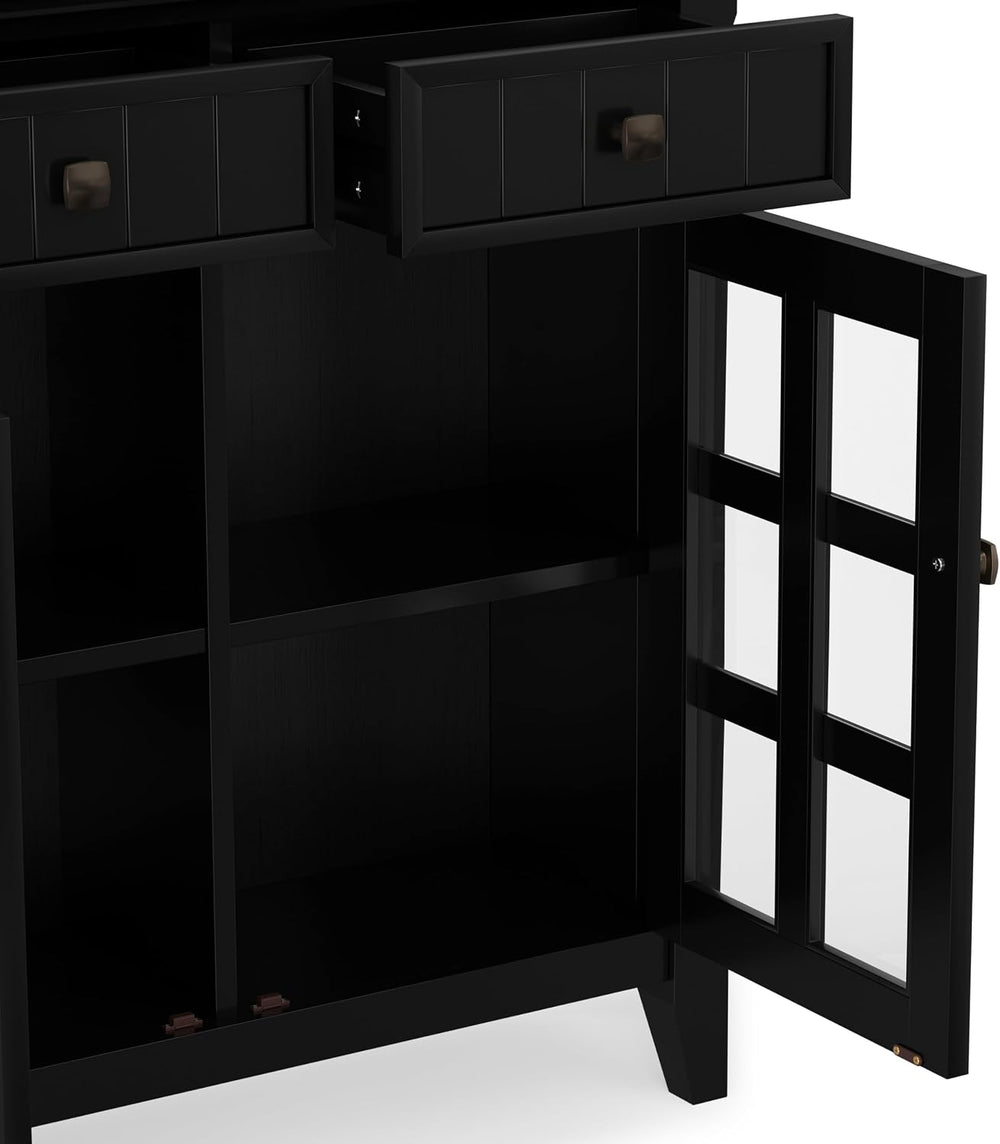 SIMPLIHOME Acadian 36" Wide Solid Wood Cabinet in Black