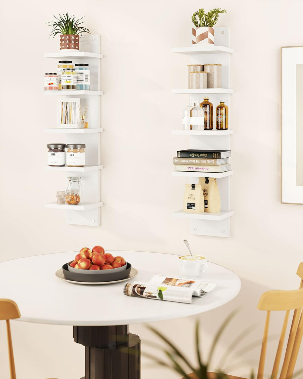 IBUYKE 5 Tier Wall Shelf Unit,Floating Storage Shelf White WBC009W-2