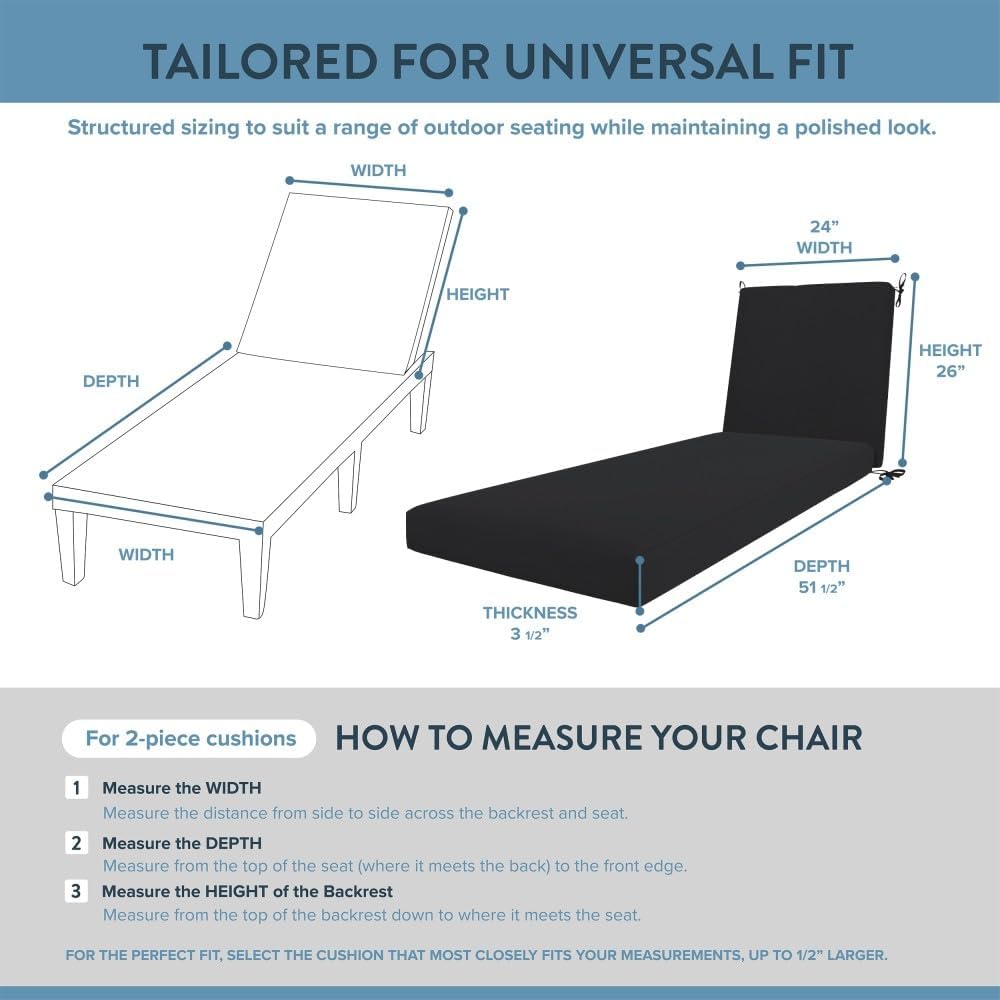 California Umbrella Outdoor Chaise Lounge Cushion, 24 x 78 Inch, Premium Outd...