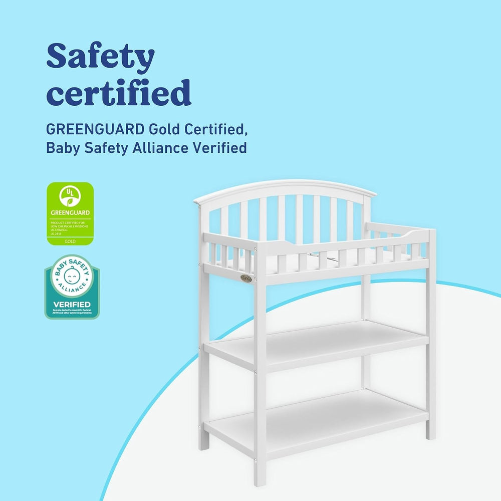 Graco Changing Table with Water-Resistant Changing Pad, White