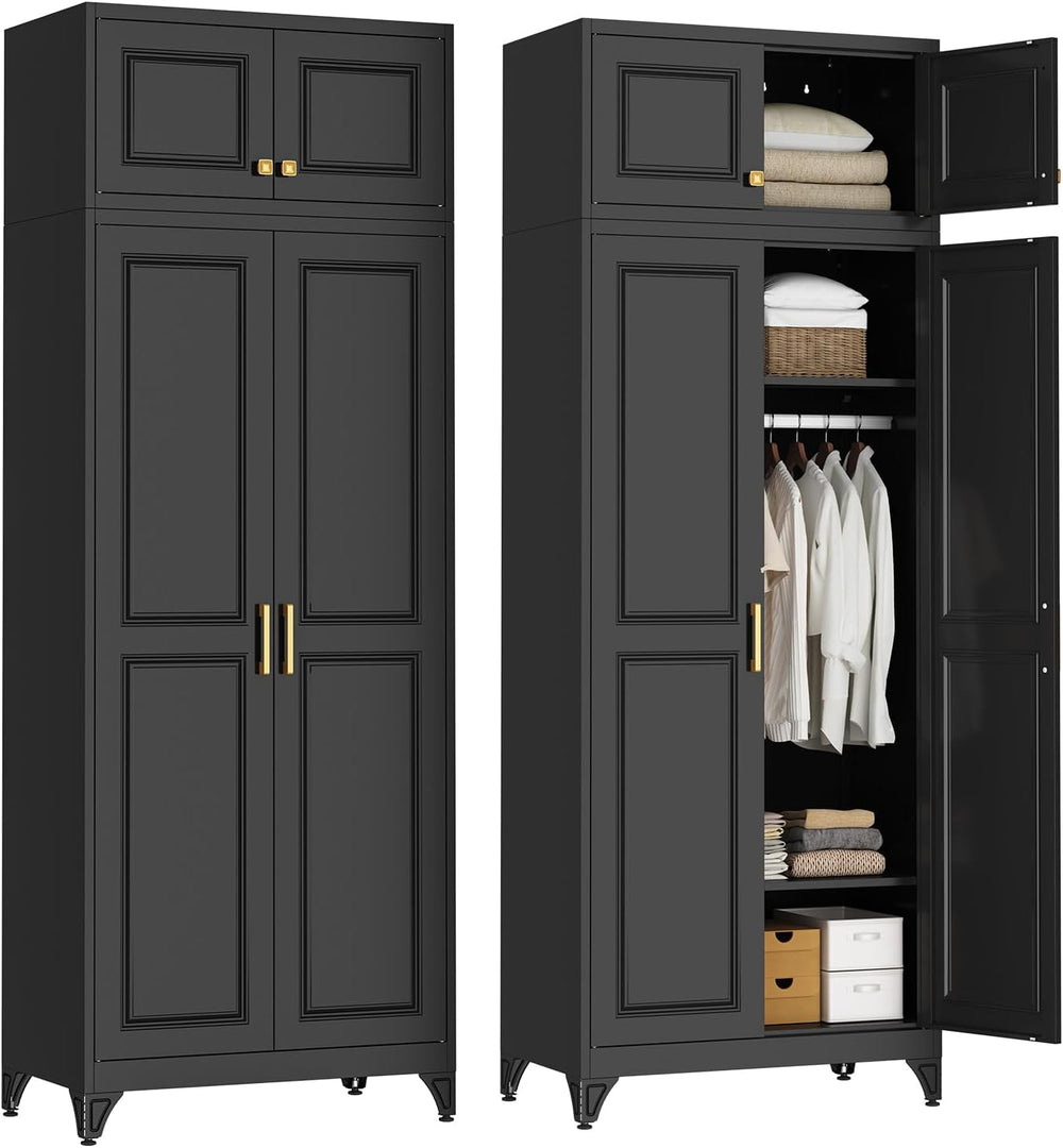 SteeLoong Metal Wardrobe Cabinet,Armoire Wardrobe Closet with Hanging Rod