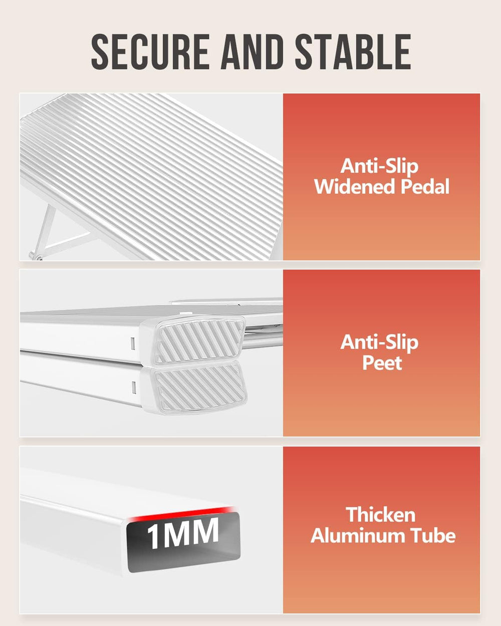 WOA WOA 2 Step Ladder, Foldable Step Stool, 200lbs Load, White