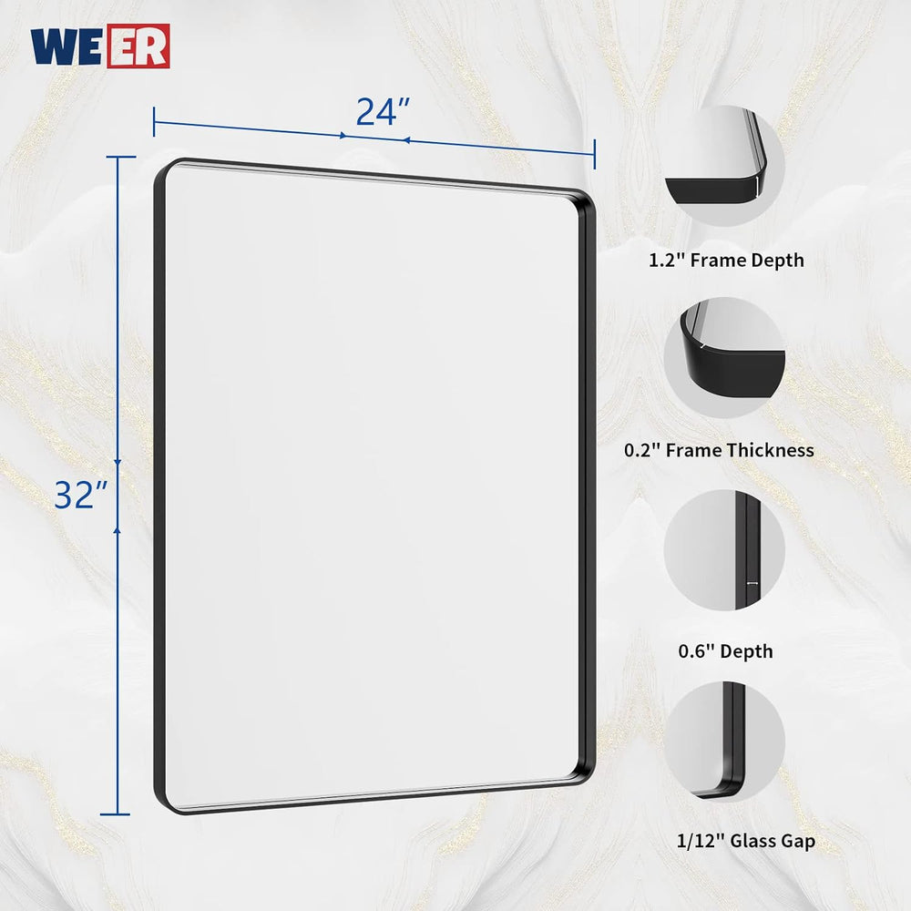 WEER Bathroom Vanity Mirror Black 24X32 Inch