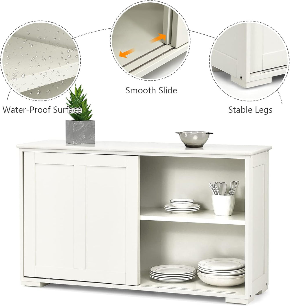 Costzon Sideboard Buffet Cabinet, Wooden Kitchen Storage Cabinet with Adjusta...