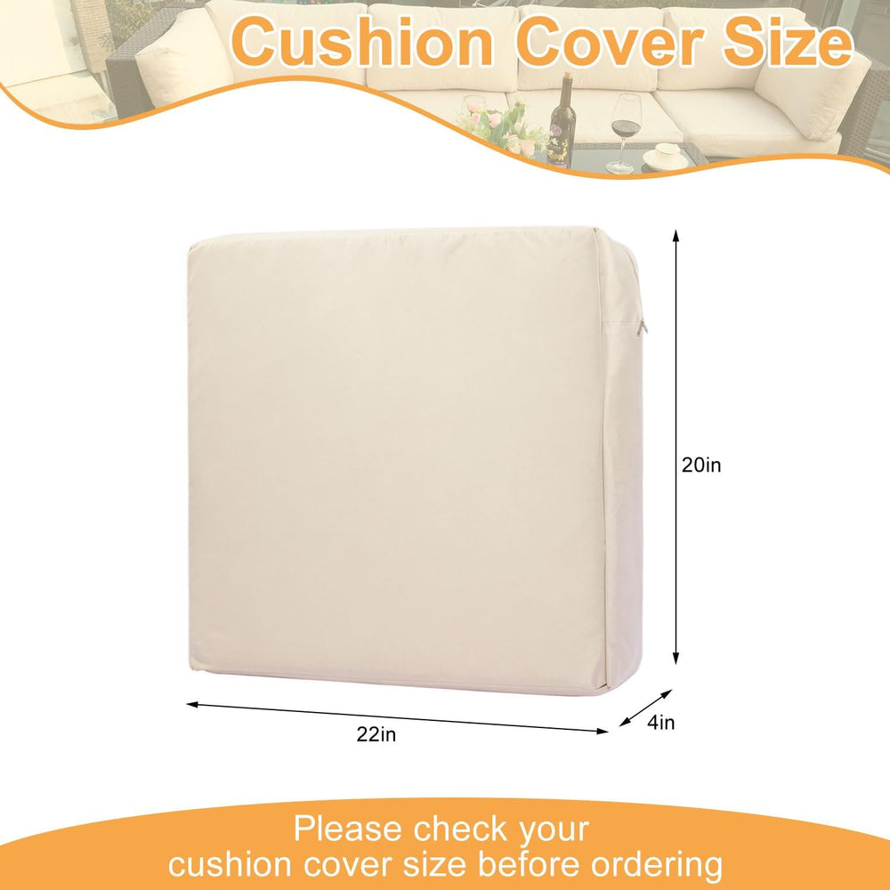 Waterproof Patio Cushion Covers Only 22x20x4 inch 4 Pack, Khaki