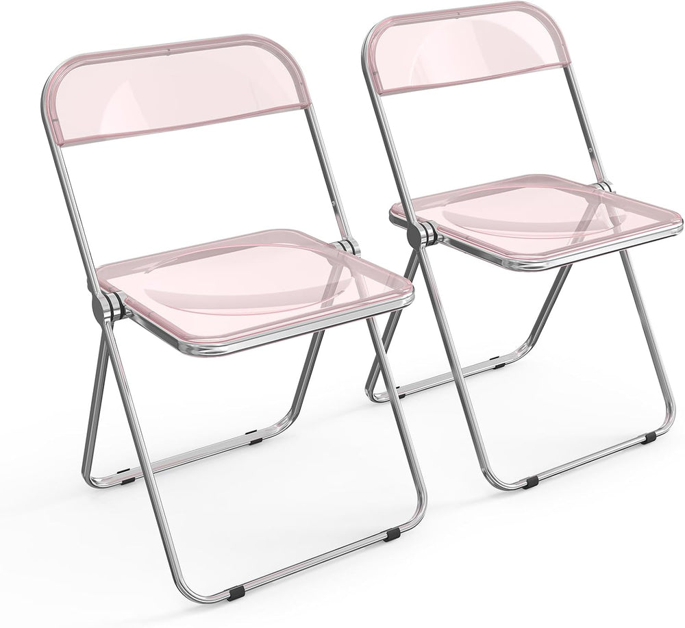 VINGLI Acrylic Folding Chairs 2 Pack, Clear Chair Foldable and Stackable, Pla...