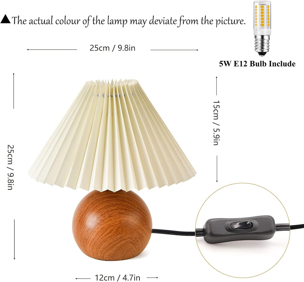 KUNJOULAM Cute Small Pleated Lamp, Modern Bedside Nightstand Light with Beige...