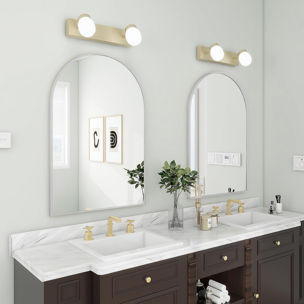 BEAUTYPEAK 24"x36" Arch Bathroom Wall Mirror, Silver