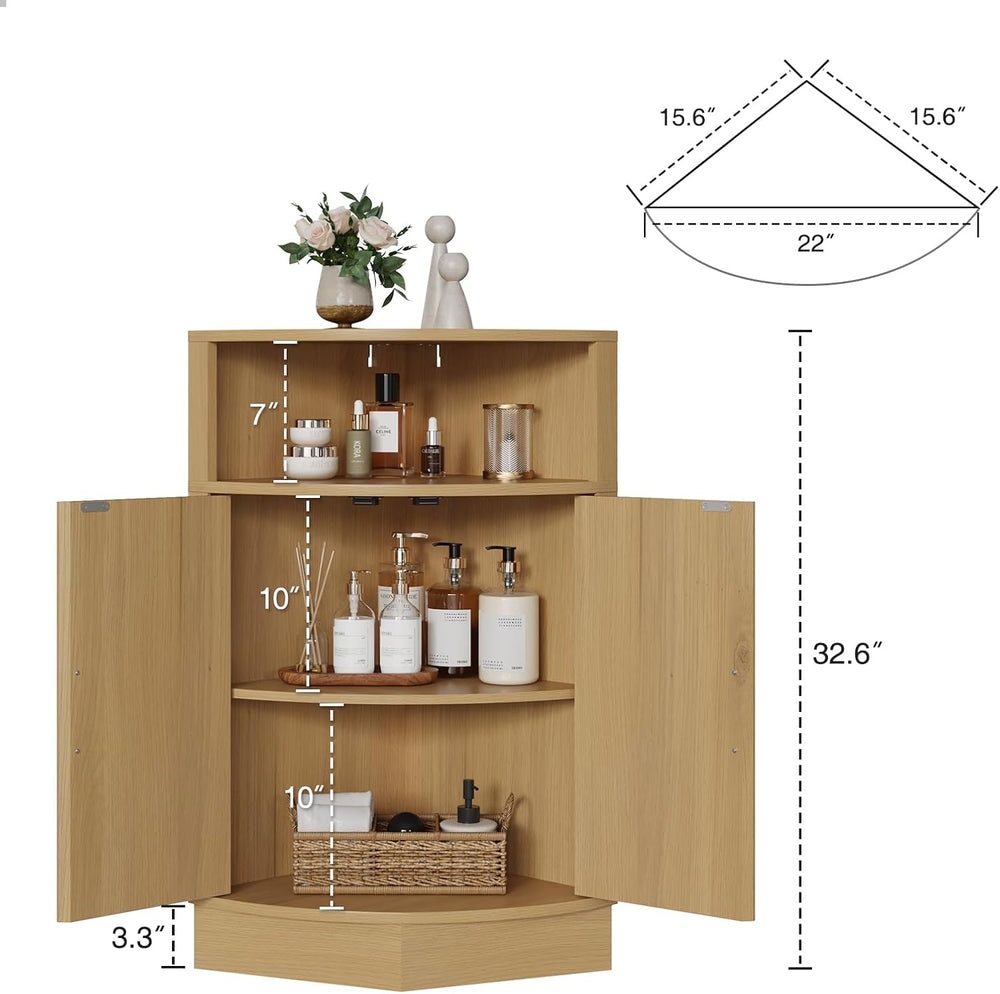 FiveWillowise Fluted Corner Cabinet, Natural