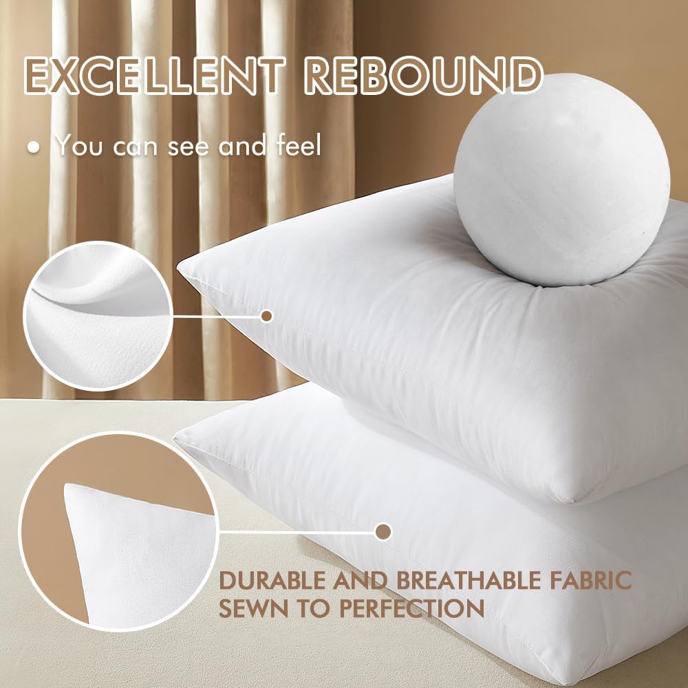 MIULEE 18x18 Pillow Inserts Set of 4, Throw Pillows for Sofa Couch Bed