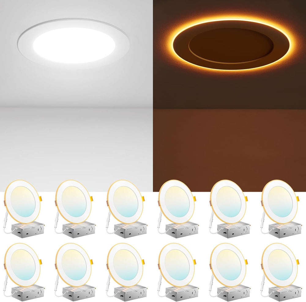 Amico 12 Pack 6 Inch LED Recessed Light with Night Light, 5CCT, 1100LM