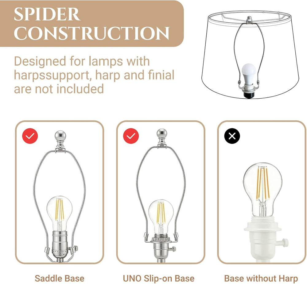 White Large Drum Lamp Shades Set of 2, 13"Top x 16" Bottom x 11&quo...