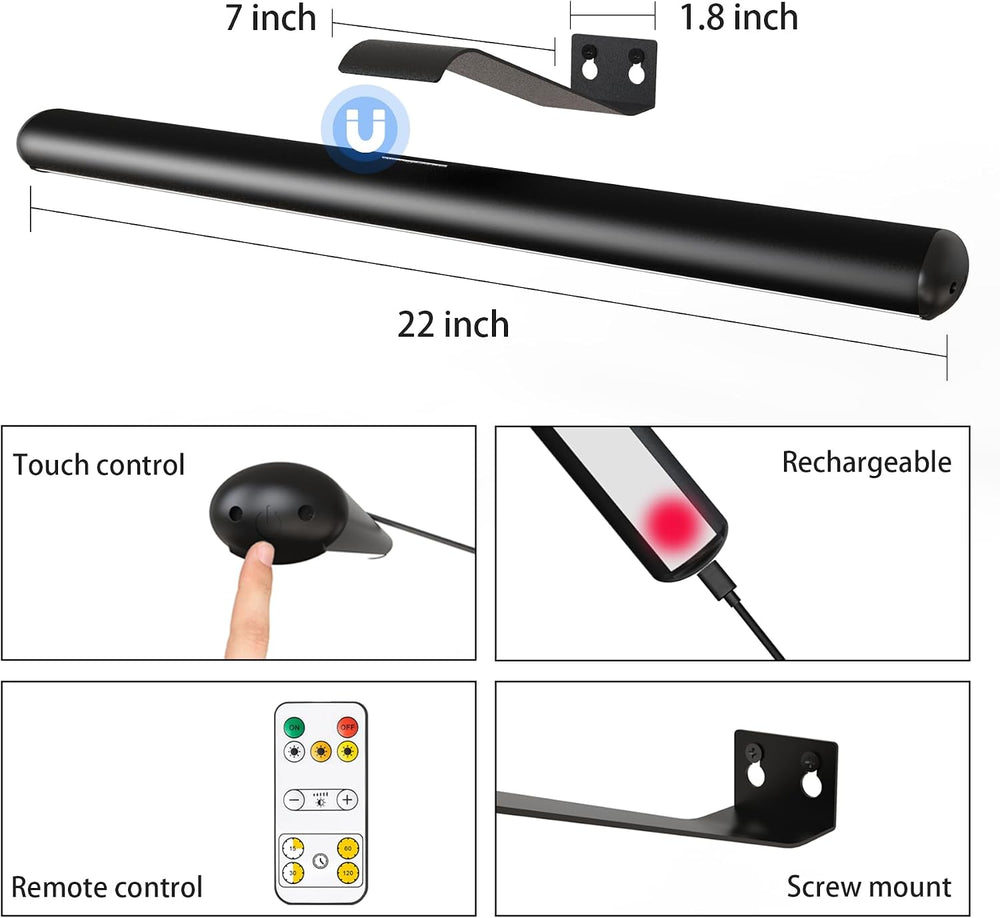 22'' Metal Art LED Display Light with 400LM, 3 Colors, Dimmable, Time...