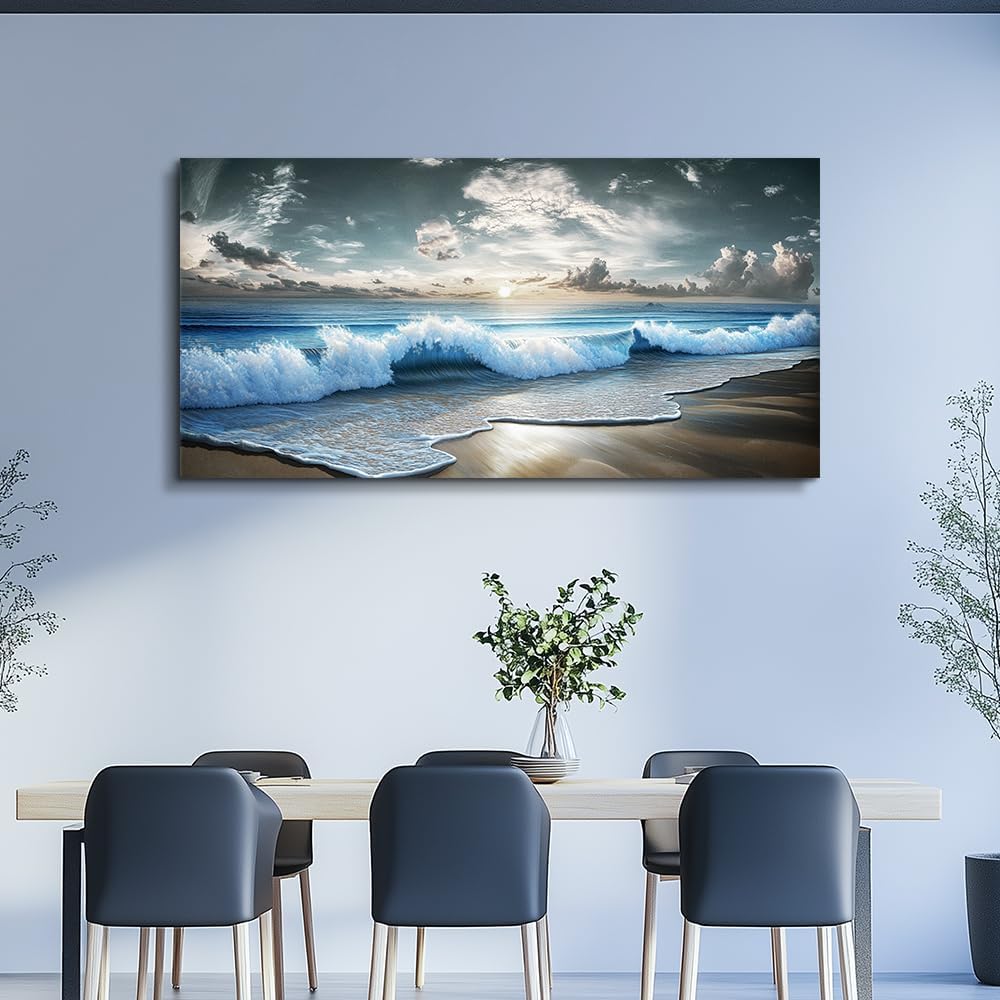 MHARTK66 Blue Ocean Canvas Wall Art Large Paintings For Living Room Landscape...