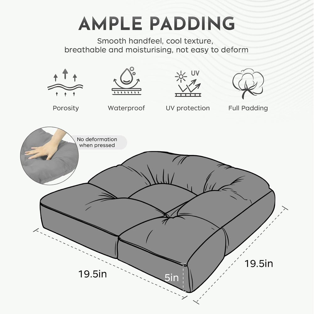 Patio Outdoor Wicker Chair Cushions Set of 2 Waterproof 19.5" x 19.5&quo...