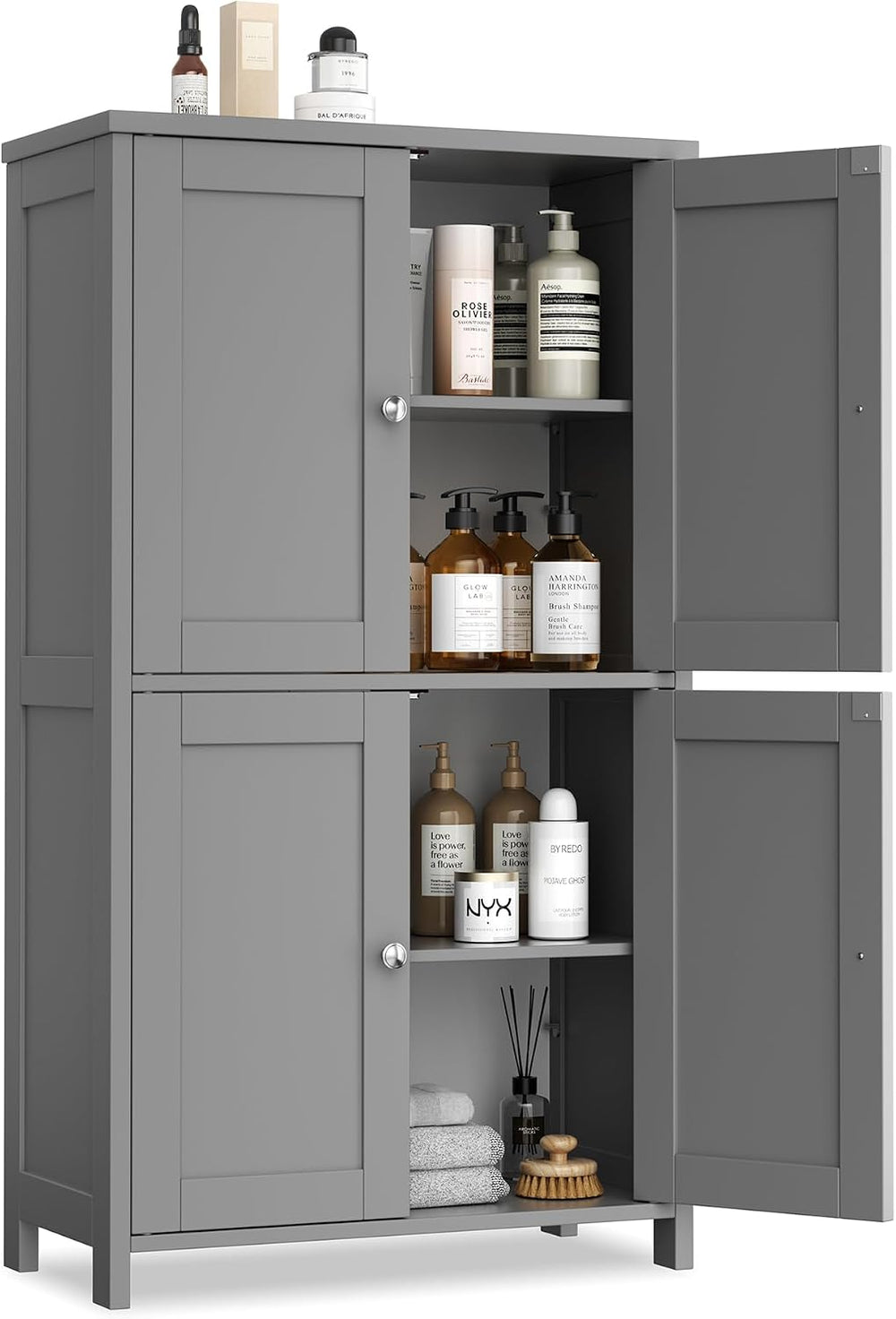 Vongrasig 43" Bathroom Storage Cabinet, Floor Cabinet with Doors, Grey