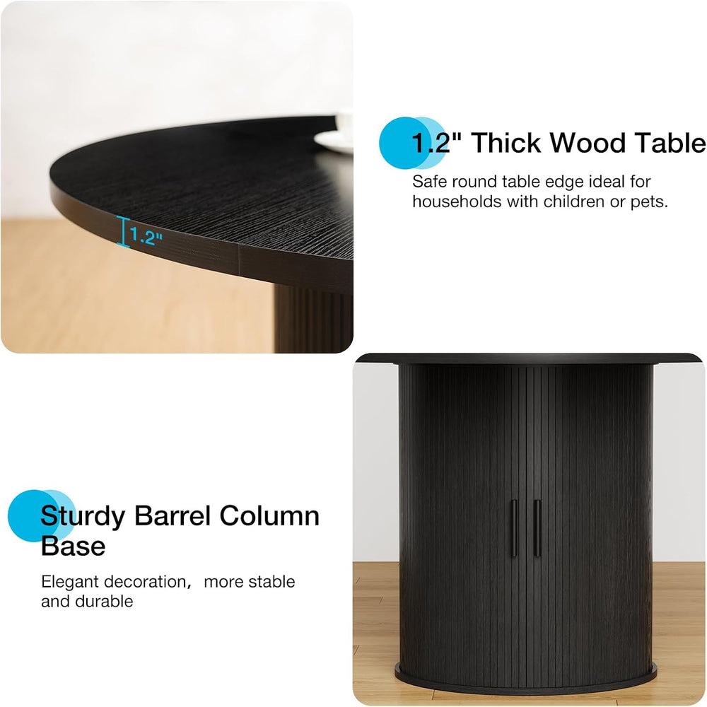 HOMMPA 48'' Round Dining Table for 4-6 Kitchen Table with Storage-Black