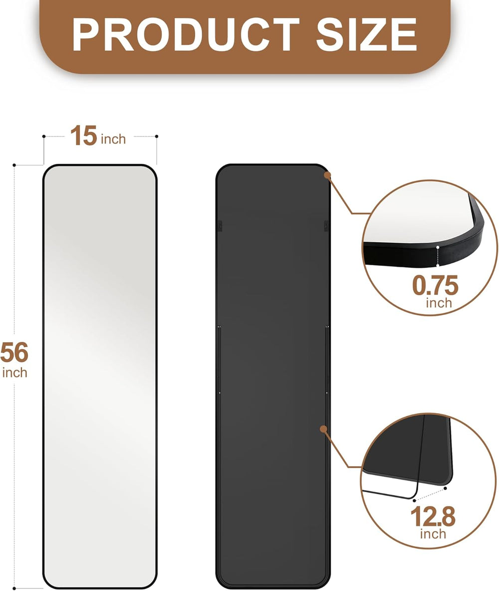 Delma Full Length Mirror, 56"x15" Black