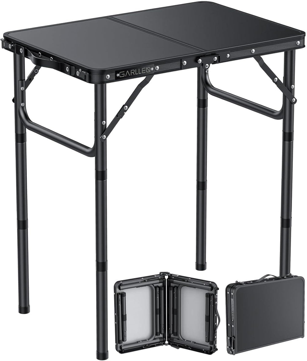 GARLLEN 2ft Folding Camping Table 22.8"x15.7" 3-Height Adjustable M...