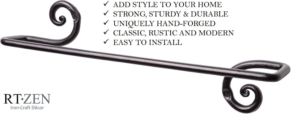RTZEN Farmhouse Bathroom Towel Holder Wall Mount, Matte Black Decoration