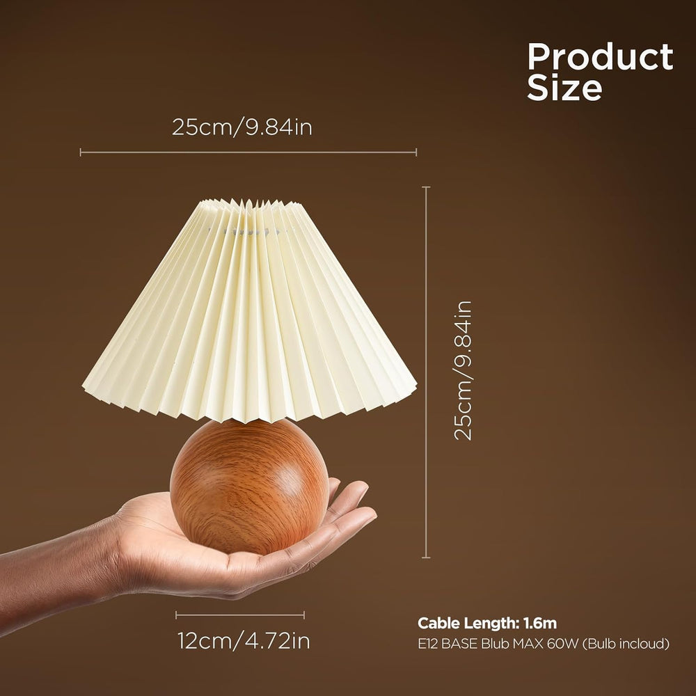 KUNJOULAM Cute Small Pleated Lamp, Modern Bedside Nightstand Light with Beige...