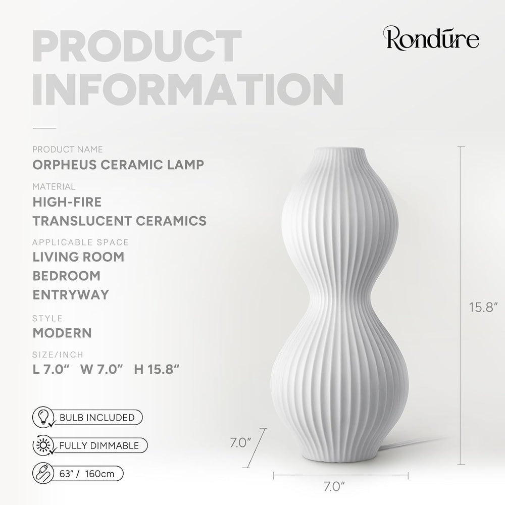 RONDURE Modern Ceramic Decorative Table Lamp Living Room Bedroom Bedside